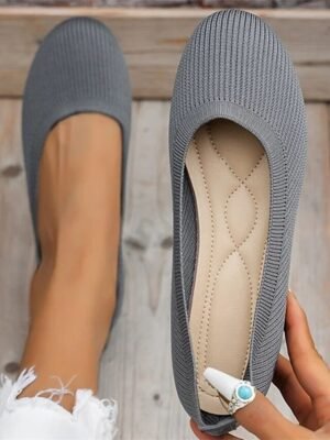 Comfortable Breathable Knit Round Toe Wedge Flats - Image 1