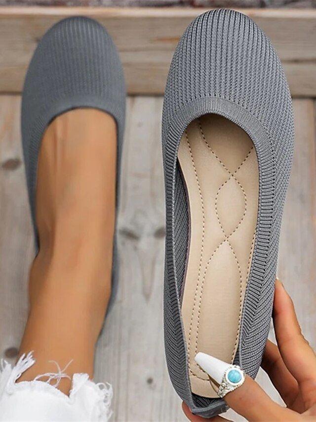 Comfortable Breathable Knit Round Toe Wedge Flats - Image 1