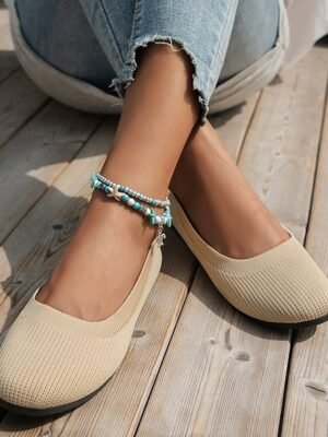 Comfortable Breathable Knit Round Toe Wedge Flats - Image 14