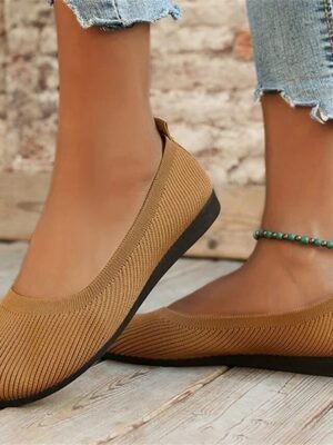 Comfortable Breathable Knit Round Toe Wedge Flats - Image 16