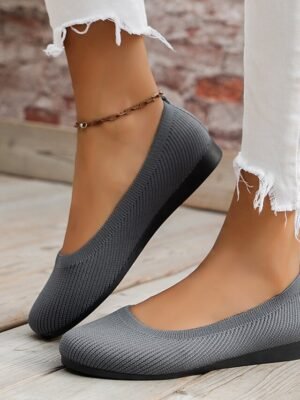 Comfortable Breathable Knit Round Toe Wedge Flats - Image 5
