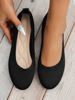 Comfortable Breathable Knit Round Toe Wedge Flats - Image 9