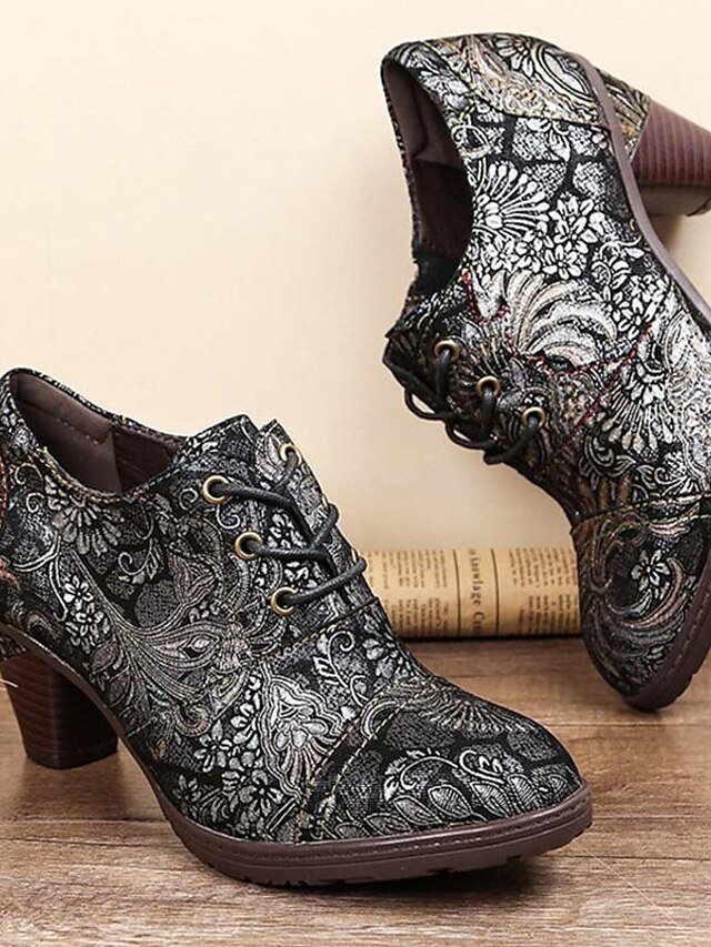 Edwardian Vintage Floral Lace-Up Leather Ankle Boots - Image 15