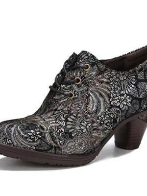 Edwardian Vintage Floral Lace-Up Leather Ankle Boots - Image 16