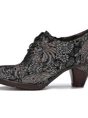 Edwardian Vintage Floral Lace-Up Leather Ankle Boots - Image 17