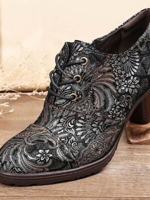 Edwardian Vintage Floral Lace-Up Leather Ankle Boots - Image 20