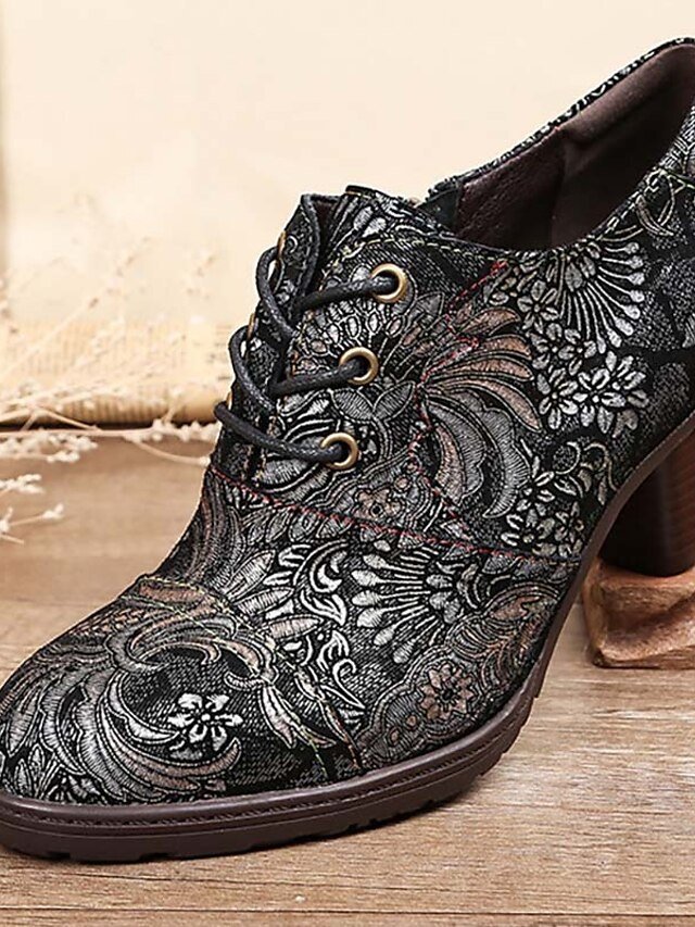 Edwardian Vintage Floral Lace-Up Leather Ankle Boots - Image 20