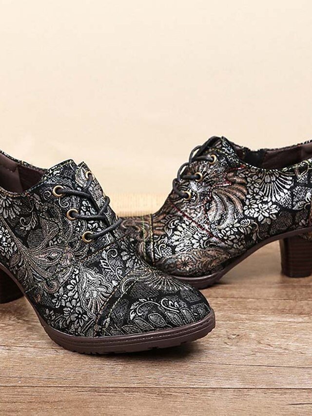 Edwardian Vintage Floral Lace-Up Leather Ankle Boots - Image 21