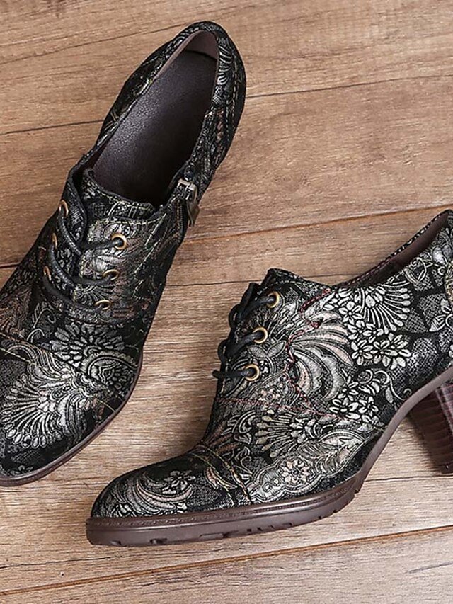 Edwardian Vintage Floral Lace-Up Leather Ankle Boots - Image 22