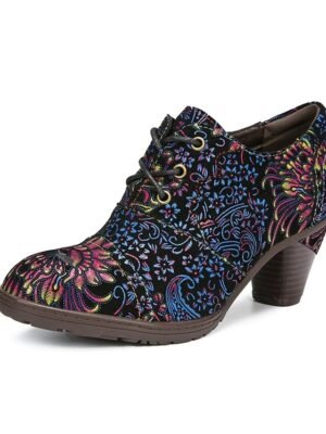 Edwardian Vintage Floral Lace-Up Leather Ankle Boots - Image 23
