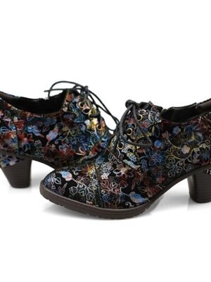 Edwardian Vintage Floral Lace-Up Leather Ankle Boots - Image 25