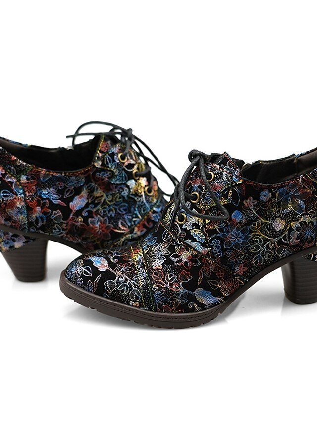 Edwardian Vintage Floral Lace-Up Leather Ankle Boots - Image 25