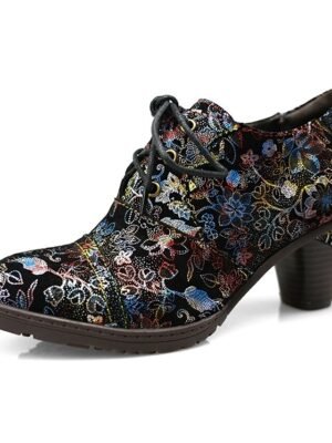 Edwardian Vintage Floral Lace-Up Leather Ankle Boots - Image 26