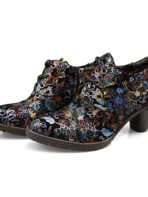 Edwardian Vintage Floral Lace-Up Leather Ankle Boots - Image 27