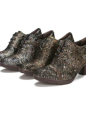 Edwardian Vintage Floral Lace-Up Leather Ankle Boots - Image 28