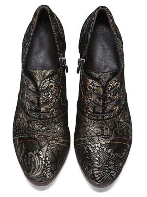 Edwardian Vintage Floral Lace-Up Leather Ankle Boots - Image 5