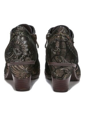 Edwardian Vintage Floral Lace-Up Leather Ankle Boots - Image 6