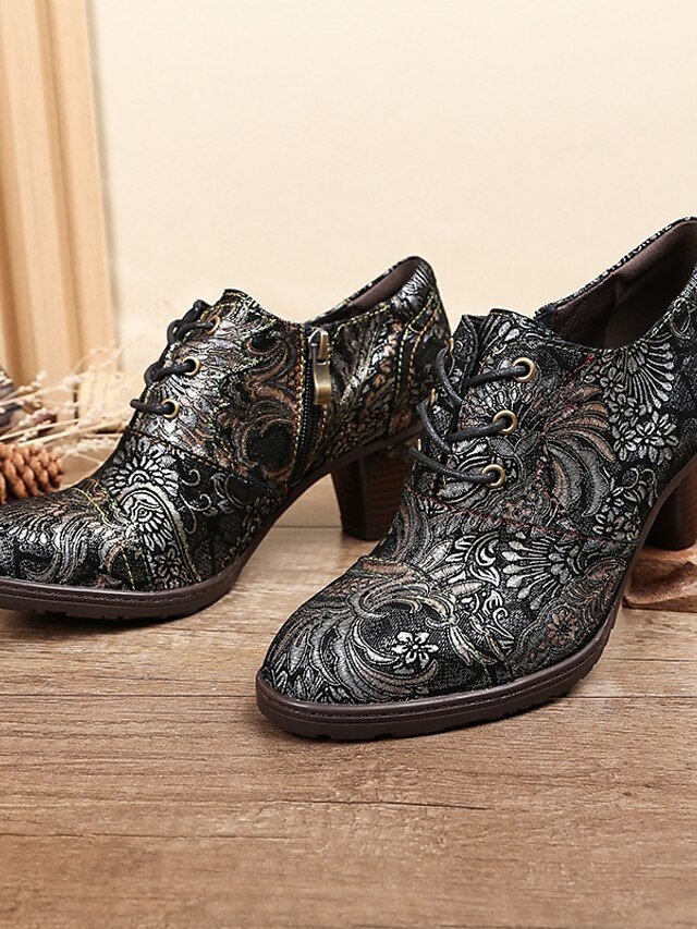 Edwardian Vintage Floral Lace-Up Leather Ankle Boots - Image 7