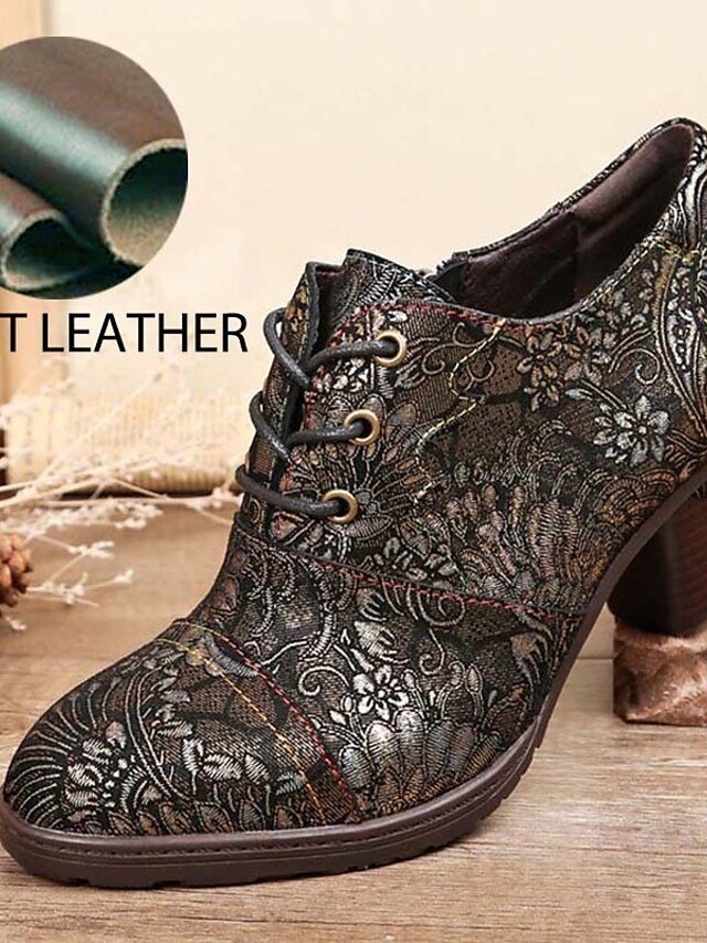 Edwardian Vintage Floral Lace-Up Leather Ankle Boots - Image 9