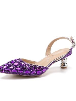 Elegant Blue Rhinestone Slingback Heels - Image 13