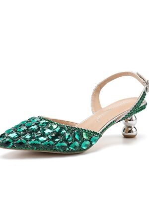 Elegant Blue Rhinestone Slingback Heels - Image 14