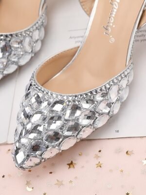 Elegant Blue Rhinestone Slingback Heels - Image 6