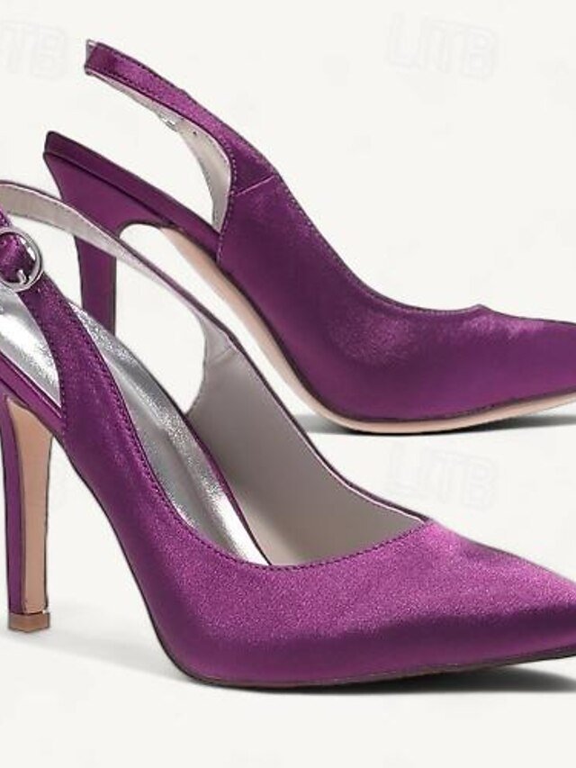 Elegant Bridal Slingback Buckle Stiletto Satin Pumps - Image 2