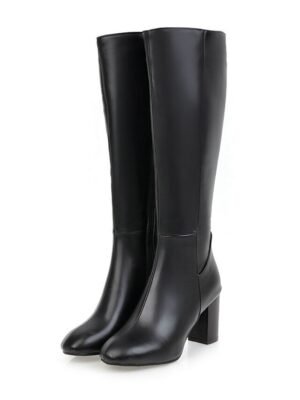 Elegant Brown Knee-High Boots with Side Zipper - Image 8