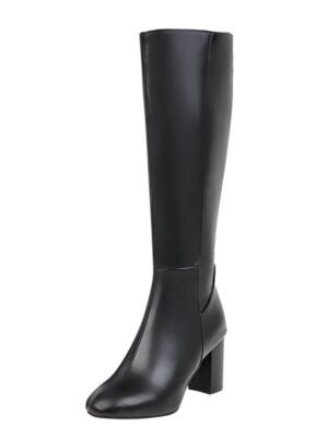 Elegant Brown Knee-High Boots with Side Zipper - Image 9
