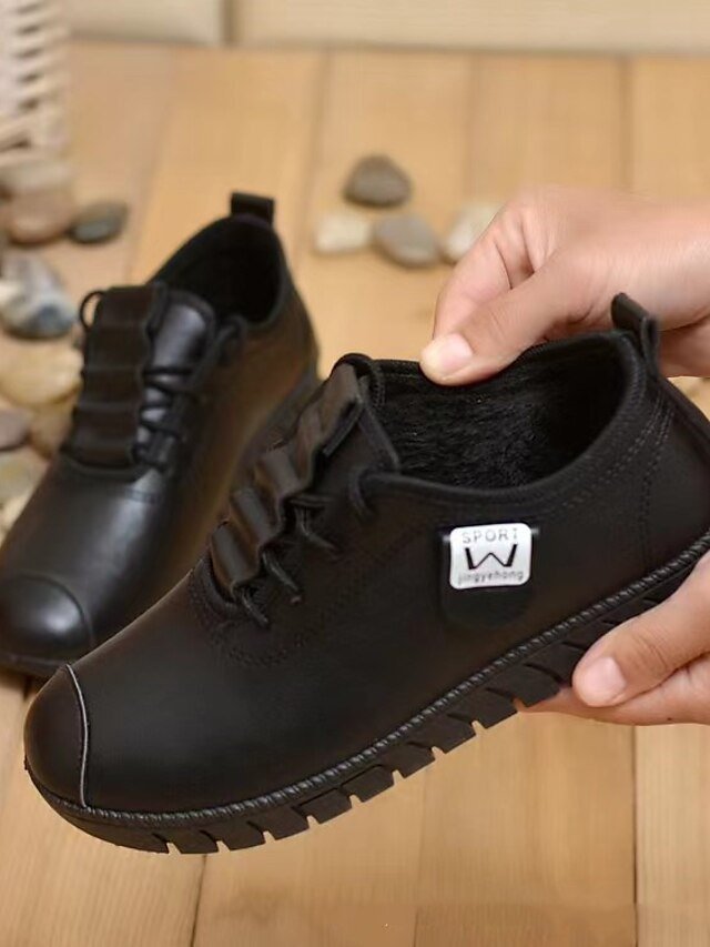 Elegant Casual Flat Heel Round Toe PU Lace-Up Sneakers - Image 10