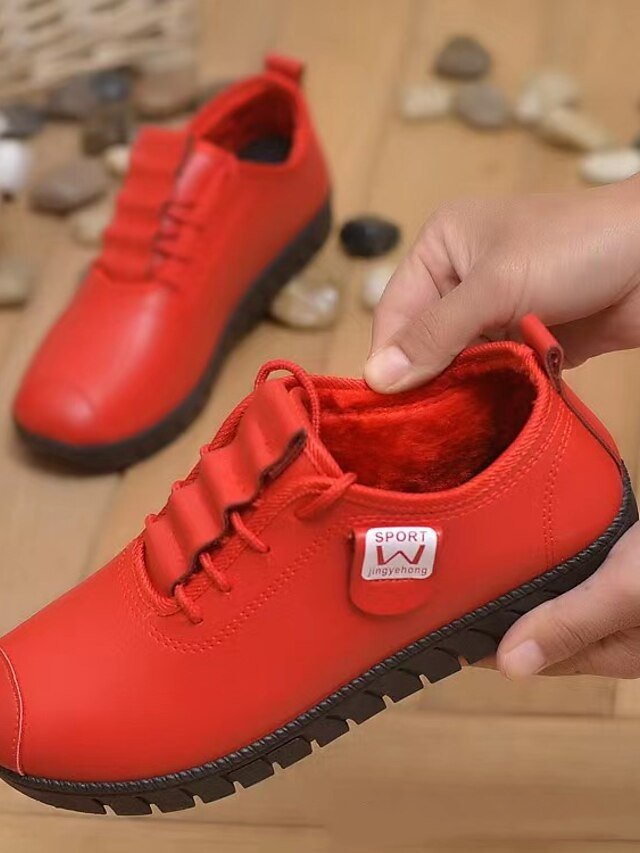 Elegant Casual Flat Heel Round Toe PU Lace-Up Sneakers - Image 9