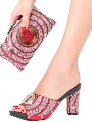 Elegant Chunky Rhinestone Platform Peep-Toe Heels - Image 7