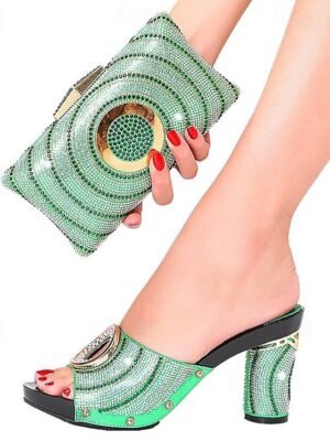 Elegant Chunky Rhinestone Platform Peep-Toe Heels - Image 9