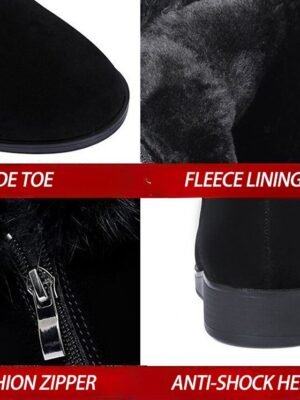 Elegant Comfortable Rhinestone Faux Fur Ankle Snow Boots - Image 5