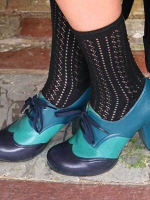 Elegant Cute Colour Block Cone Heel Round Toe Leather Buckle Heels - Image 4