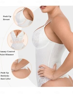 Elegant Fitted Solid V Neck Sleeveless Short Bodysuit - Image 11