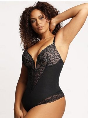 Elegant Fitted Solid V Neck Sleeveless Short Bodysuit - Image 5