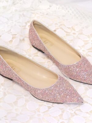 Elegant Flat Glitter Pointed Toe Flats - Image 1