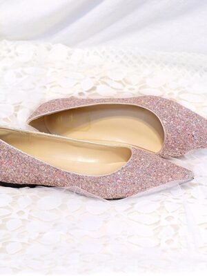 Elegant Flat Glitter Pointed Toe Flats - Image 2