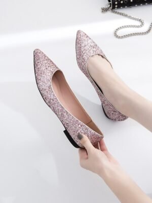 Elegant Flat Glitter Pointed Toe Flats - Image 7