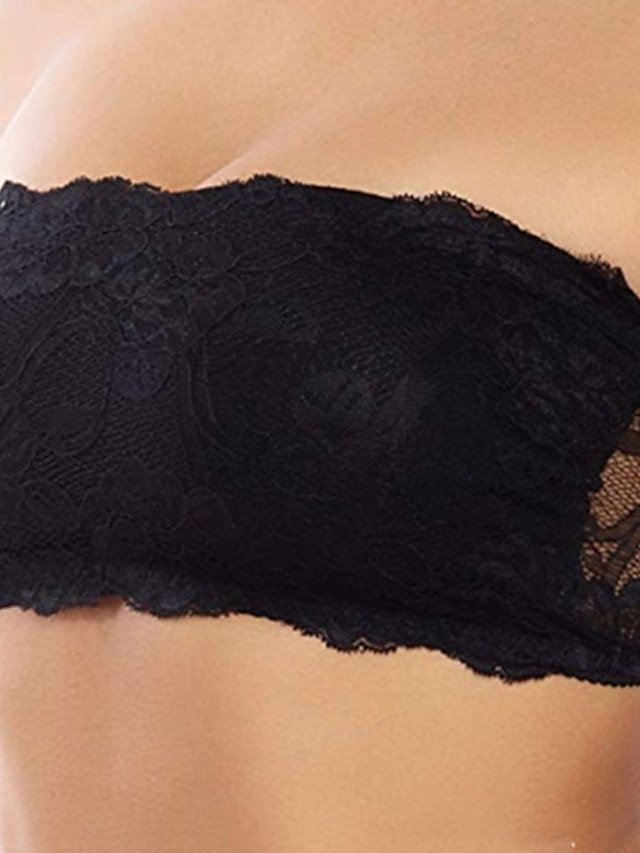 Elegant Full Coverage Lace Scoop Neck Strapless Tube Bra - Image 1