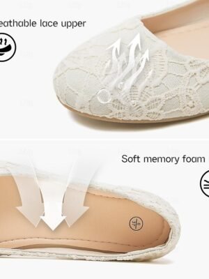 Elegant Lace PU Leather Ballet Flats - Image 3
