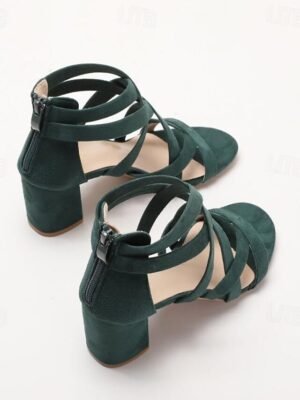 Elegant Minimalism Gladiator Cross Strap Block Heel Sandals - Image 5