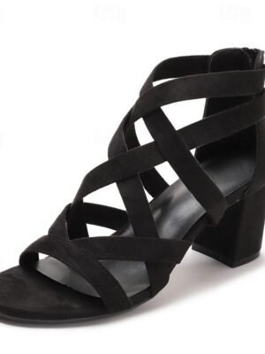 Elegant Minimalism Gladiator Cross Strap Block Heel Sandals - Image 7