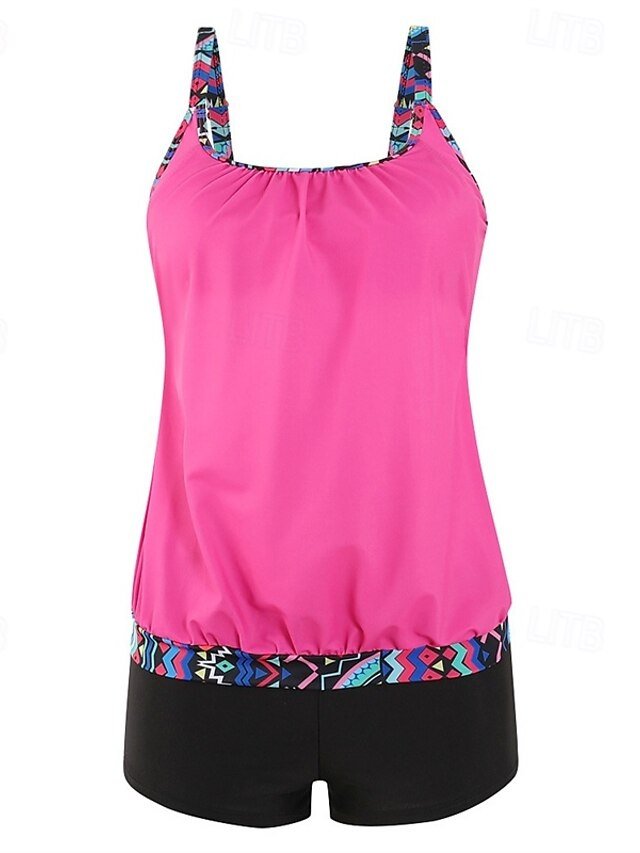 Elegant Plus Size Lace Sleeveless Two Piece Tankini - Image 2