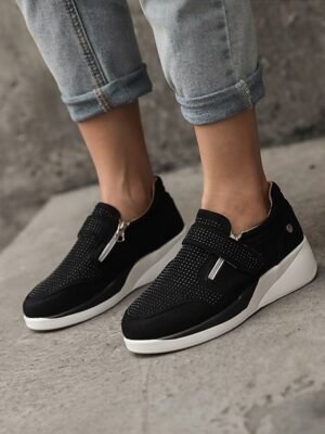 Elegant Plus Size Platform Solid Round Toe Wedge Sneakers - Image 5