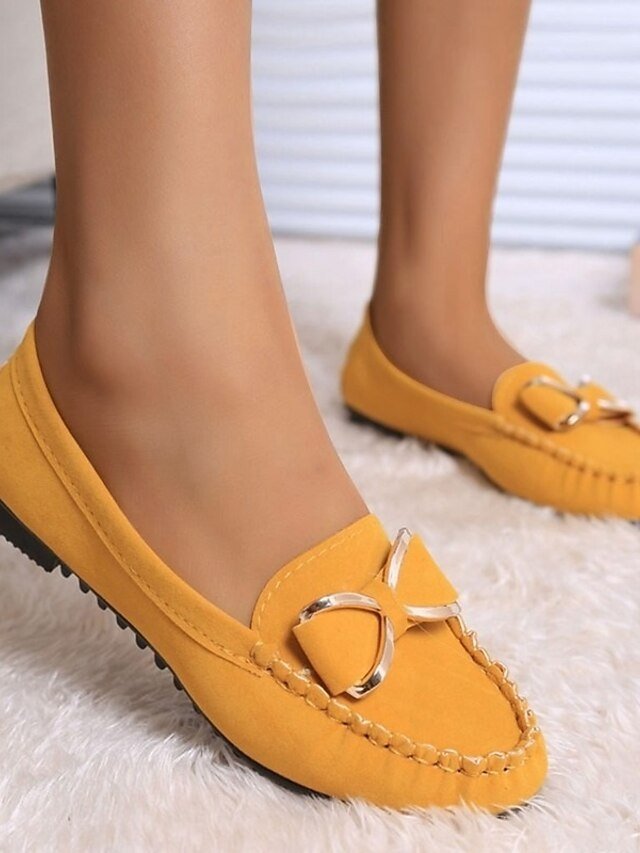 Elegant Plus Size Solid Bowknot Round Toe Flat Satin Loafers - Image 1
