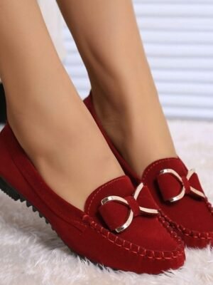 Elegant Plus Size Solid Bowknot Round Toe Flat Satin Loafers - Image 2
