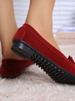 Elegant Plus Size Solid Bowknot Round Toe Flat Satin Loafers - Image 3