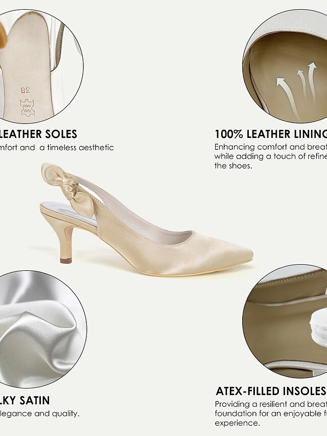 Elegant Pointed Toe Bow Tie Slingback Heels - Image 2